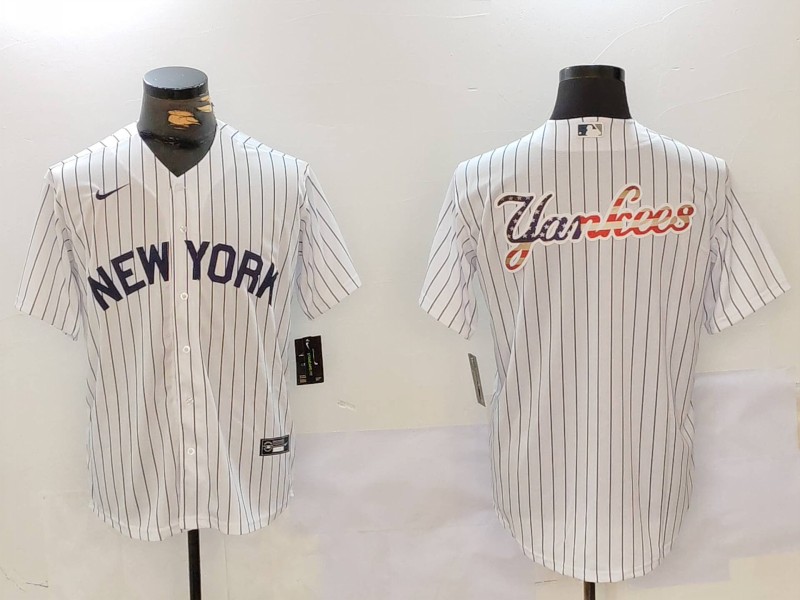 Men New York Yankees Blank White stripe Game 2024 Nike MLB Jersey style 9103